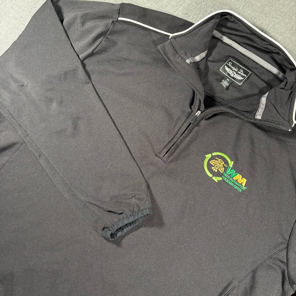 Straight Down 1/4 Zip Pullover Mens XL Black Perfromance Stretch Golf‎ Shirt